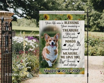 Personalized Pet Photo Name Memorial Flag, We Love You Forever Memorial Flag, Gift For Pet Lovers, Double Sides Garden House Flag