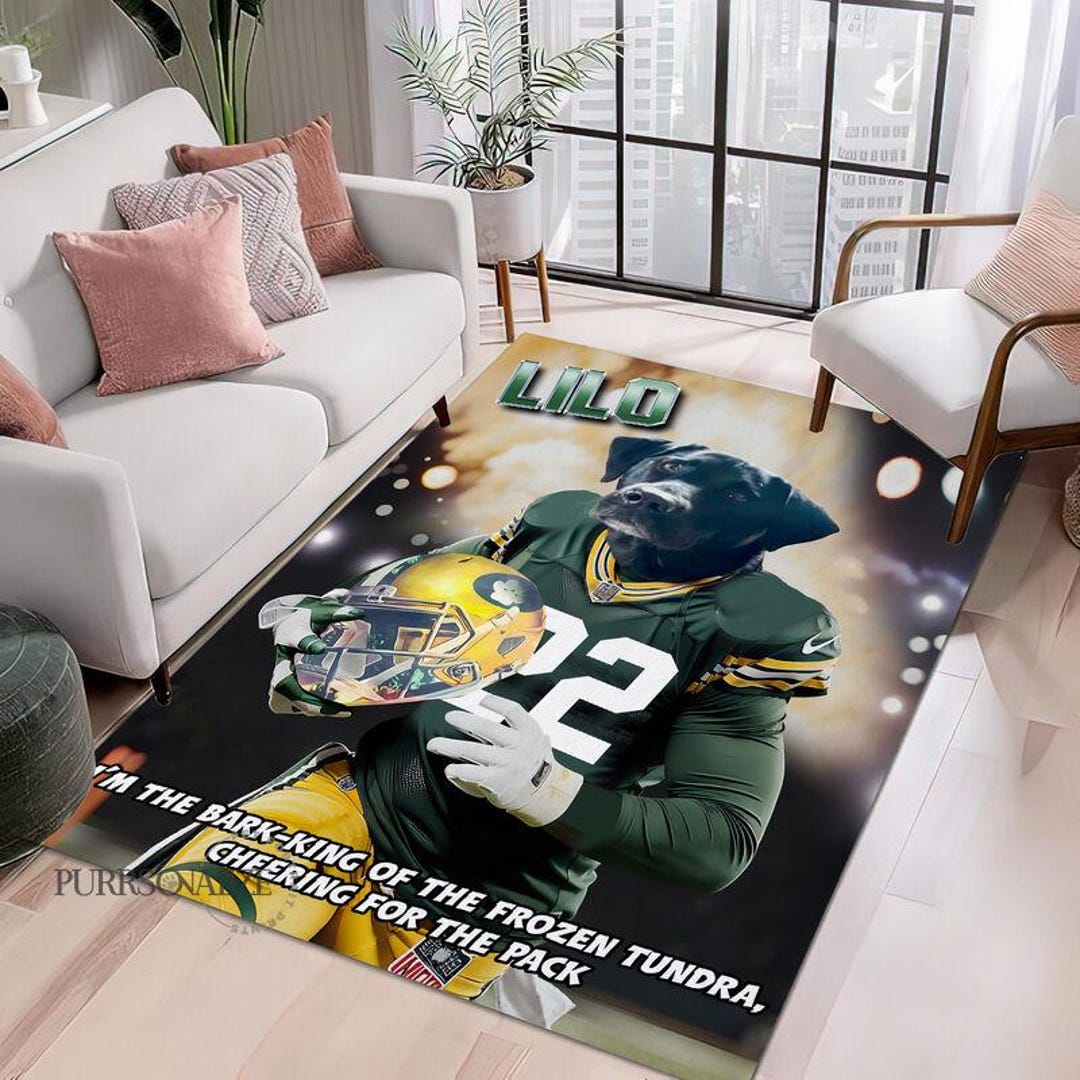 Personalized Sport Rug, Custom Green Bay Football Team Rug, Pet ...