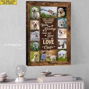 USA MADE Custom Photo Pet Memorial Canvas, &quot;Hello And Goodbye&quot; Dog Cat Memorial Canvas, Memorial Pet Lovers Gifts, Digital Download