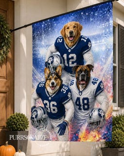 Personalized Football Pet Photo Flag, Custom Dallas Football Team Dog Cat Garden Flag, Double Size House Flag, Pet Lovers' Gift By Purrsonalize By Purrsonalize Shop owned by Kayla 3 years on Etsy