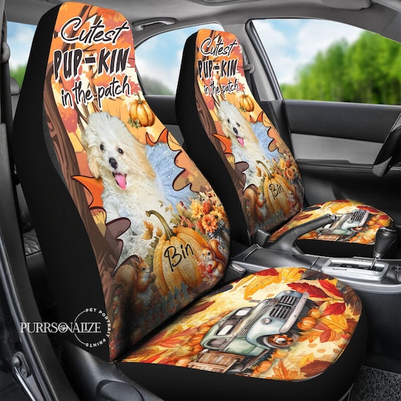 Custom Photo Name Halloween Pet Car Seat Cover, 