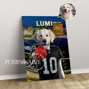 USA MADE Personalized Football Pet Portrait, Las Vegas Dogs Portrait, Custom Football Pet Canvas Portrait, Wall Art, Digital Download