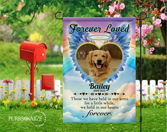 Personalized Pet Photo Name Memorial Flag, Forever Loved Memorial Flag, Gift For Pet Lovers, Double Sides Garden House Flag