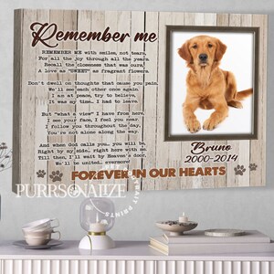 USA MADE Custom Photo Pet Memorial Canvas, Remember Me Dog Cat Memorial Canvas, Personalized Memorial Pet, Pet Memorial Gifts