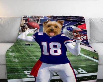 Personalisierte Foto Name Football Haustier Decke, New England Football Team Hund Katzen Porträt Decke, Custom Sport Lieblingsteam Fan Geschenk
