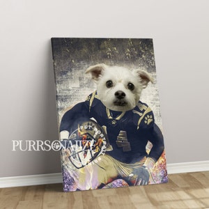 USA MADE Football Pet Portrait, &#39;New Orleans Dog&#39; Personalized Pet Poster, Custom Pet Portrait Football Dog Cat Canvas Poster, Digital Print