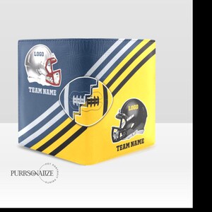 Cartera de cuero personalizada para hombre, cartera de fútbol personalizada para hombre, cartera personalizada con tu equipo deportivo favorito, regalo para amantes del fútbol, regalo de Navidad