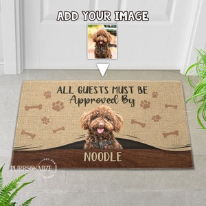 Custom Photo & Name Pet Doormat, Personalized &quot;All Pet Must Be Approved&quot; Doormat, Floormat, Kitchen Mat, Home Decor, Rug, Pet Lovers&#39; Gift