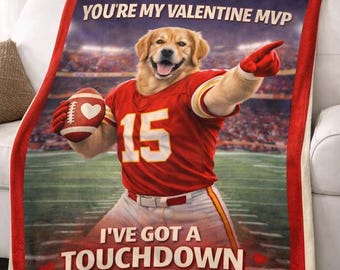 Manta deportiva personalizada para San Valentín, regalo de fútbol para perros y gatos, manta con retrato personalizado de mascota, regalo de San Valentín para amantes de las mascotas.