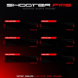 Animated Red Shooter FPS Alerts For Twitch Streaming Package Kick FPS Shooter Stream Alerts Sniper Animated Twitch Overlay Kick Alerts Pack