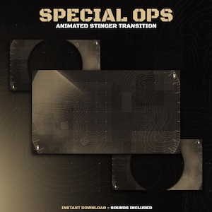 Animierter spezieller OPS-Radar Stinger Übergang Twitch Paket Kick Topographic Overlay Beige OBS Stinger Map Animierter Stream Übergang Kick