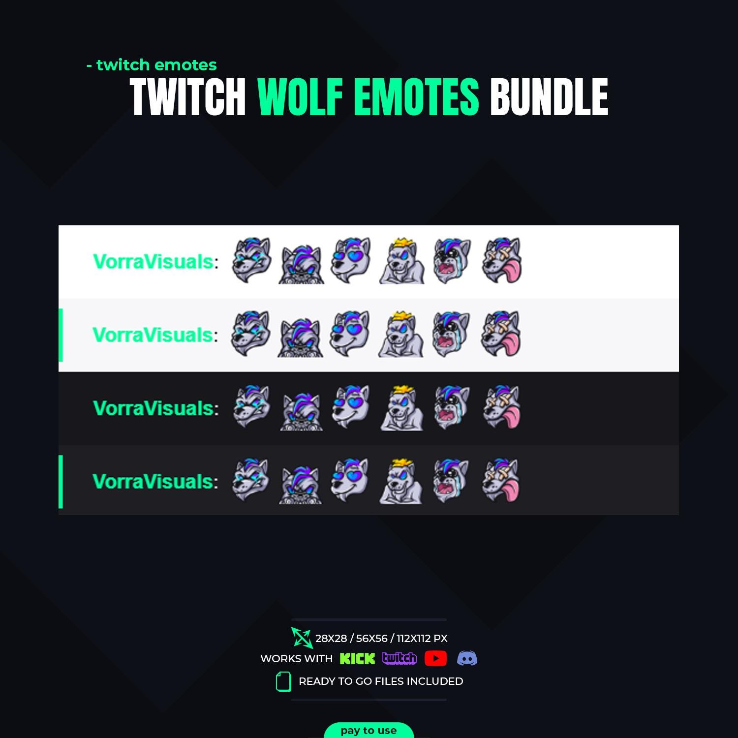 6 White Silver Wolf Twitch Emotes Bundle Lone Wolf Discord Emoji Wild ...