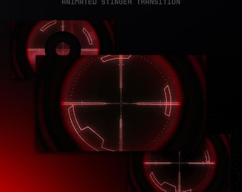 Paquete de transiciones animadas de FPS militar Stinger para Twitch Stream, superposición de Kick Army Shooter, War Red OBS Stinger Sniper, transiciones animadas de transmisión