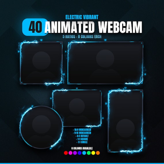 40 Animated Colorful Electric Webcam Overlay | Twitch Stream Overlays | Kick Streaming | Webcam Overlay | Kick Overlay | Animated Webcam