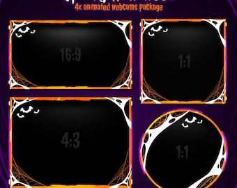 Animated Spooky Halloween Webcam For Twitch Streaming Package Bat Web Stream Scary Skull Overlay Orange Animated Overlay Kick Facecam Horror