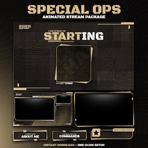 Animated Special OPS Radar Twitch Overlay Streaming Package Army Stream Radar Overlay Brown Military Webcam Animated Kick Stream Gaming Pack