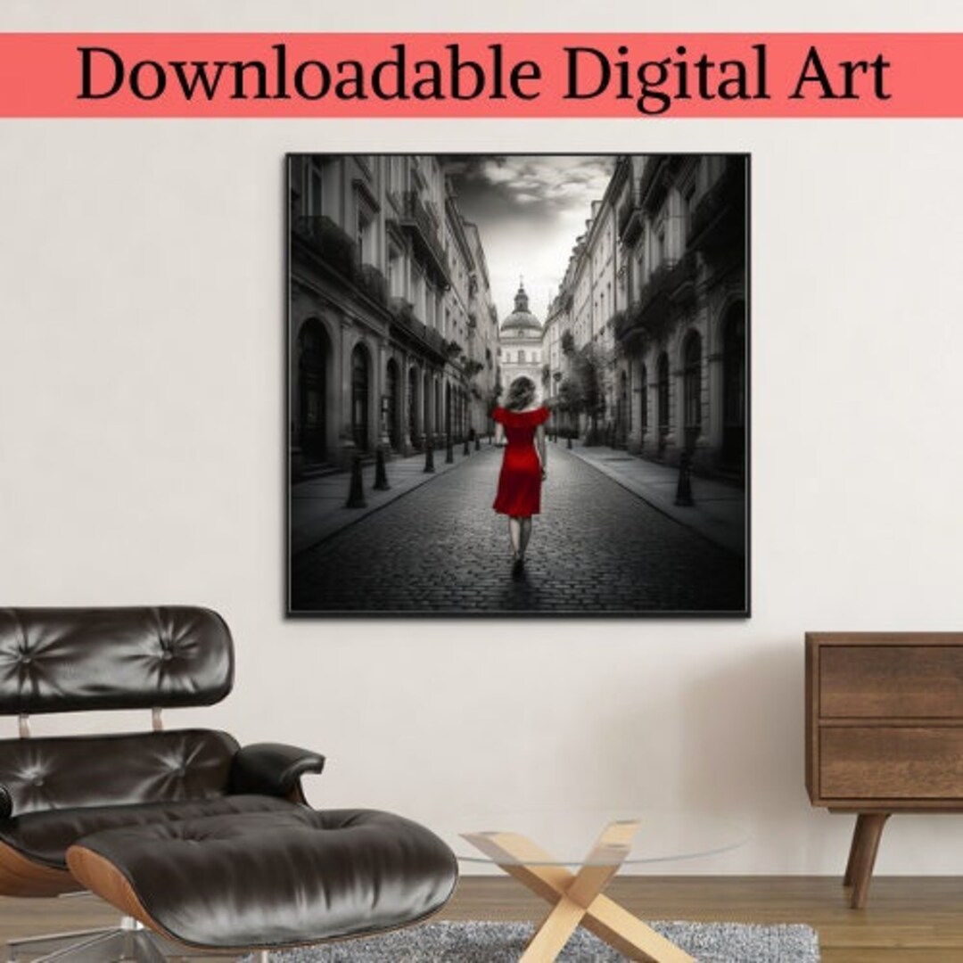 Digital Print Art Girl in Red Art Photographic Art Etsy