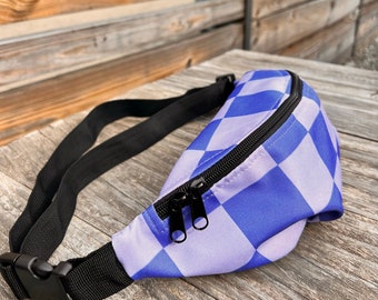 Blue Checkered Fanny Pack | Bright belt bags | Sling bag | Crossbody bag for women | Trendy sling bag | Travel bag | Festival pack | Gift