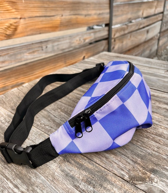 Blue Checkered Fanny Pack Bright Belt Bags Sling Bag