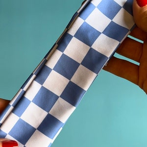 Blue Checkered Headband | Fabric headband | Soft and stretchy | Trendy hair accessory | Gift for her | Accessories for women and girls | Fun
