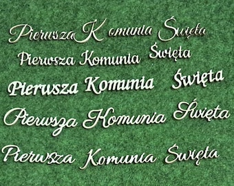 Diseño de Primera Comunión en formato SVG, DXF y láser, con letras de madera contrachapada.