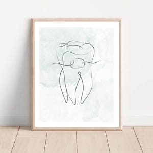 minimalistyczny plakat ortopedyczny, prosty nadruk na zębach, akwarelowa dekoracja stomatologiczna, sztuka ścienna do gabinetu stomatologicznego