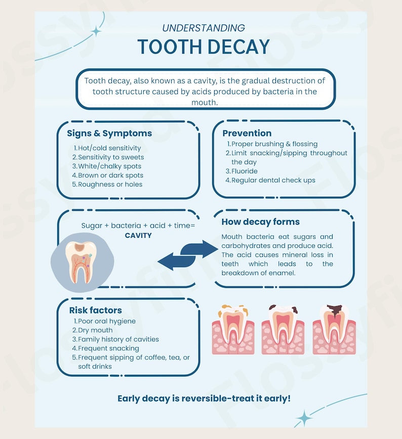 Tooth Decay Printable Handout, Dental Education Cavities Download - Etsy