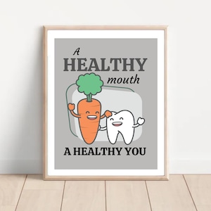 healthy mouth dental wall art dental office decor dental tooth poster motivational dental decor pediatric dentist gift dentist gift