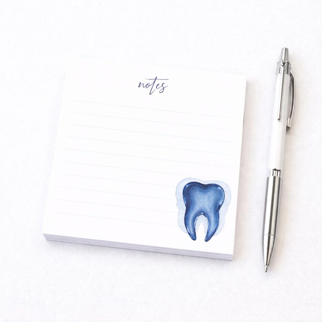 Tooth Note Paper Blue Watercolor Tooth Notes Sticky Notepad | Post-it® Note Pads - Etsy