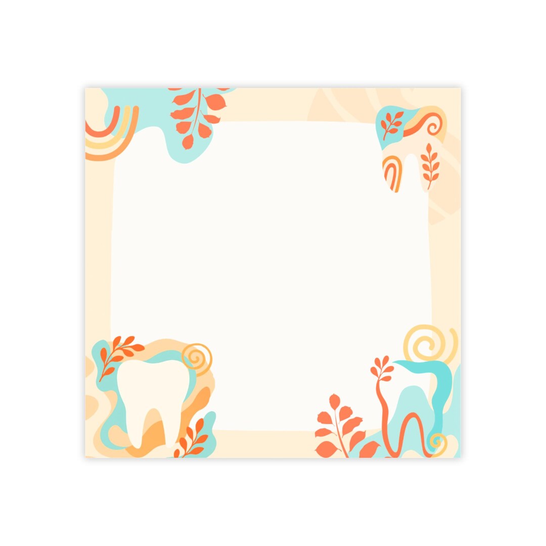Tooth Note Border Tooth Floral Border Post-it Note Pads | Dental Sticky Notes, Pastel ...