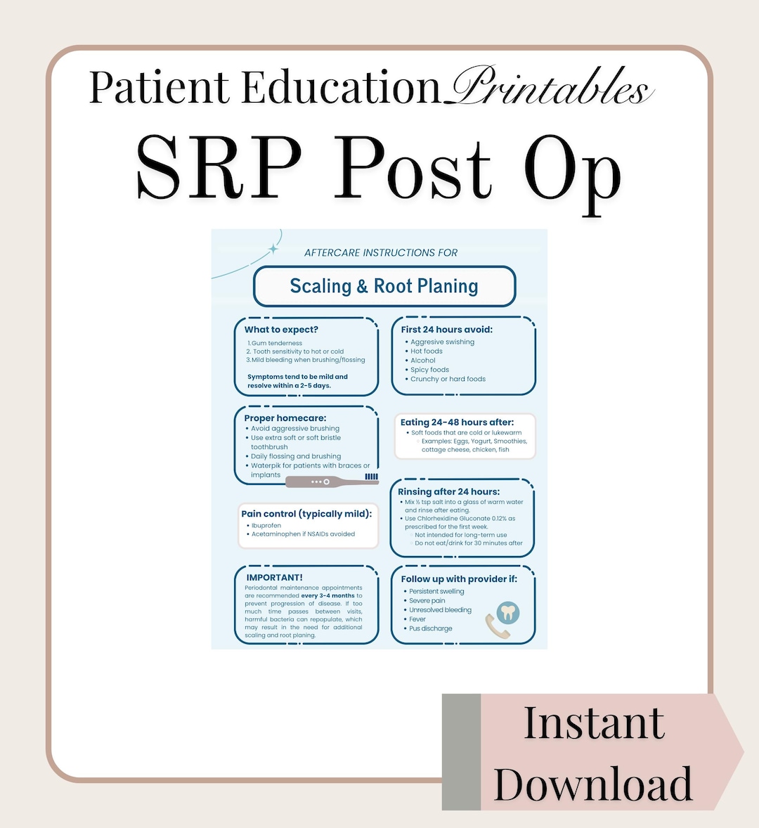 Scaling and Root Planing Post Op Care Instructions, Periodontal Disease ...
