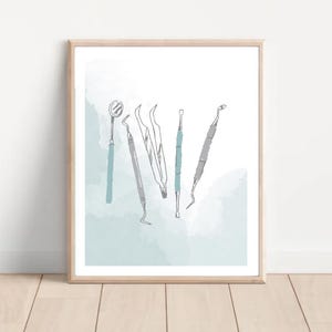 minimalist dental hygiene poster, dental office decor, dental hygienist tools print, simple dentist will art decor