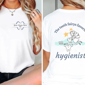 tooth fairy hygienist shirt front n back dental hygienist tshirt customized dental hygienist t personalized RDH shirt dental hygienist gifts