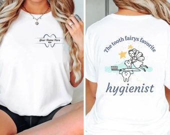 tooth fairy hygienist shirt front n back dental hygienist tshirt customized dental hygienist t personalized RDH shirt dental hygienist gifts