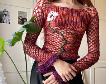 Ophelia Top Mesh Witchy Häkelmuster