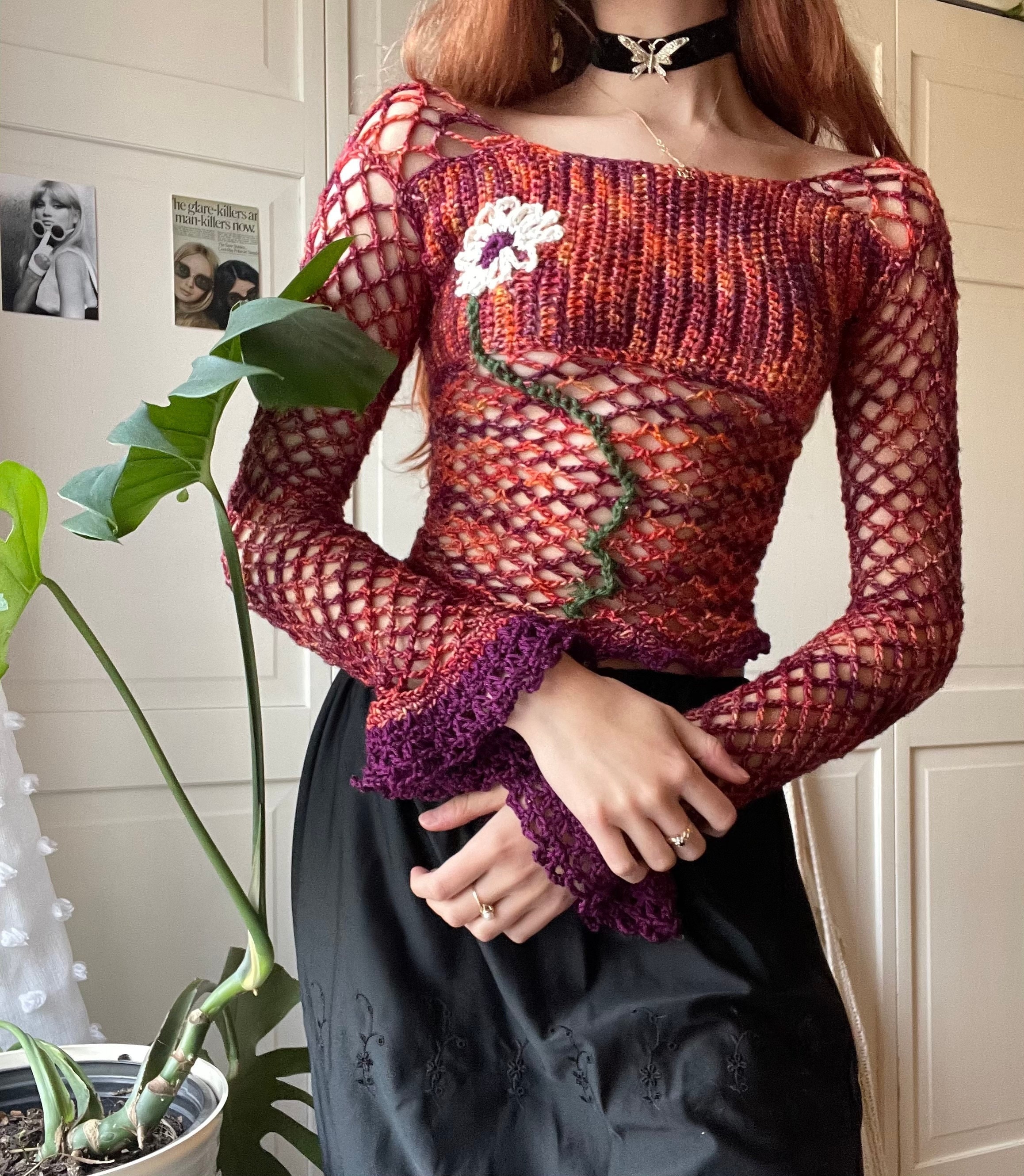 Floral Mesh Top - Etsy UK