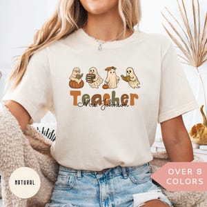Personalized Halloween Teacher Shirt, Custom Name Teacher T-Shirt, Custom Spooky Teacher Tee, Halloween Teacher Gift, Ghost Teacher Shirt