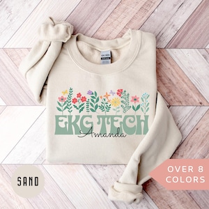 Personalized EKG Tech Sweatshirt, Custom EKG Technician Shirt, EKG Tech Gift, Nurse Appreciation Gift,Electrocardiograph Technician Crewneck