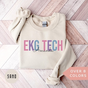 Personalized EKG Tech Sweatshirt, Custom EKG Technician Shirt, EKG Tech Gift, Nurse Appreciation Gift,Electrocardiograph Technician Crewneck