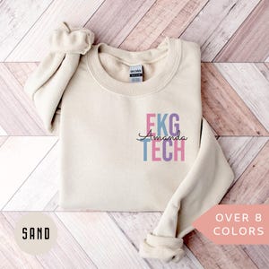 Personalized EKG Tech Sweatshirt, Custom EKG Technician Shirt, EKG Tech Gift, Nurse Appreciation Gift,Electrocardiograph Technician Crewneck