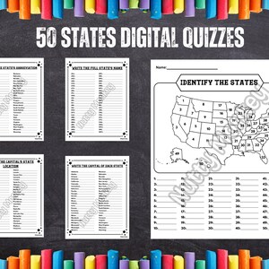 50 Staaten Quiz Test Arbeitsblatt -USA- Geographie - Sozialkunde- Digitaler Download - Ausdruckbare- Wortsuche