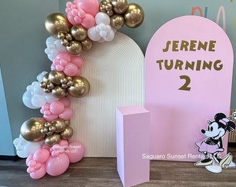 DIY Balloon Garland Kit - Pink Minnie Mouse Theme- Pink, White & Gold