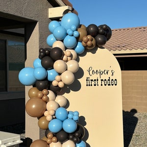 DIY Balloon Arch Kit - We can BEARLY WAIT or First rodeo theme- Browns with pop of Blue Balloon Garland-