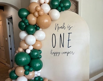 DIY Balloon Arch Kit - ONE happy camper- Green & Brown Color Scheme