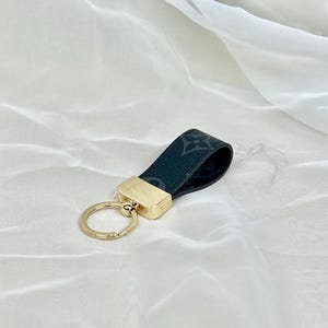 Black Monogram Mini Luxury Leather Keychain, Luxury Gift, Mens Gift idea, Cute Keychain, Luxury Keychain