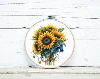 Sunflower Bouquet digital cross stitch pattern