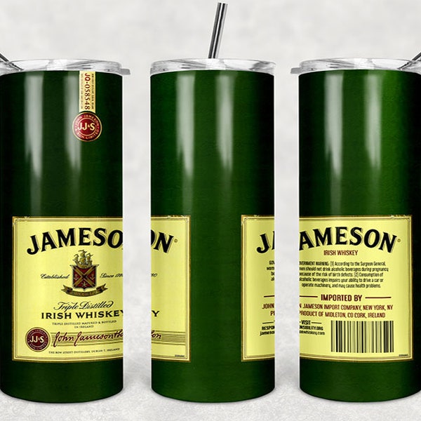 20oz Skinny Jameson Tumbler, Jameson Tumbler Sublimation PNG, 20oz Skinny Jameson Tapered Tumbler Design PNG File, Tumbler Design File