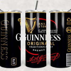 20oz Skinny Guiness Tumbler, Guiness Tumbler Sublimation PNG, 20oz Skinny Guiness Tapered Tumbler Design PNG File, Tumbler Design File