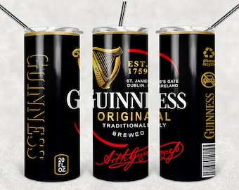 20 Unzen Skinny Guinness Becher, Guiness Becher Sublimation PNG, 20 Unzen Skinny Guiness Tapered Becher Design PNG Datei, Becher Design Datei