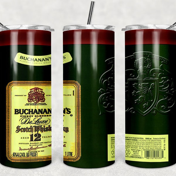 20oz Skinny Buchanans Scotch Tumbler, Buchanans Scotch Tumbler Sublimation PNG, 20oz Skinny Buchanans Scotch Tapered Tumbler Design PNG File